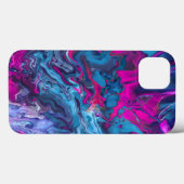 Coques Case-Mate iPhone Marbre bleu et rose Acrylique Abstraction (Verso (horizontal))