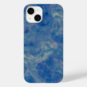 Coque Pour iPhone 14 Marbre bleu et rose Acrylique Abstraction
