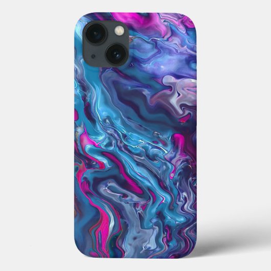 Coques Case-Mate iPhone Marbre bleu et rose Acrylique Abstraction (Verso)