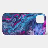 Coques Case-Mate iPhone Marbre bleu et rose Acrylique Abstraction (Verso (horizontal))