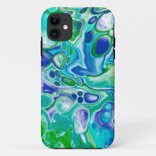 Coques Case-Mate iPhone Marbre bleu et vert Fluid Art Abstrait (Dos)