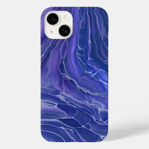 Coque Pour iPhone 14 Marbre bleu lavande Acrylique Abstrait