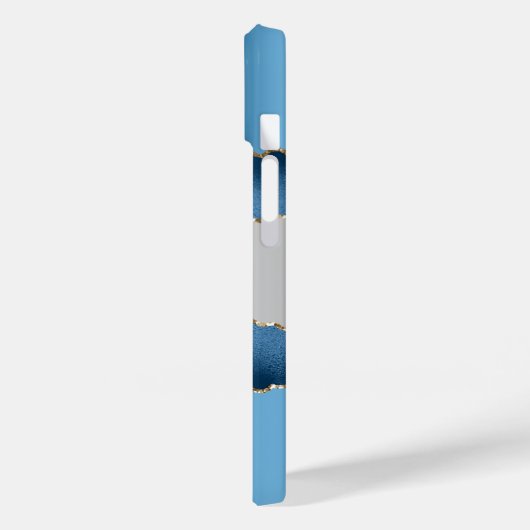 Coques Case-Mate iPhone Marbre bleu marine argenté marbre nom script (Verso / Gauche)