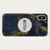 Coques Case-Mate iPhone Marbre bleu marine et or Marbre moderne élégant (Dos (Horizontal))