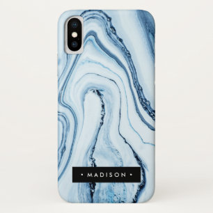Coque iPhone X Marbre bleu personnalisé