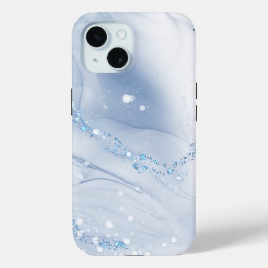 Coques Case-Mate iPhone Marbre bleu poussiéreux en pierre moderne (Verso)