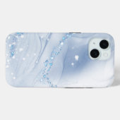 Coques Case-Mate iPhone Marbre bleu poussiéreux en pierre moderne (Verso (horizontal))