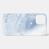 Coques Case-Mate iPhone Marbre bleu poussiéreux en pierre moderne (Verso (horizontal))