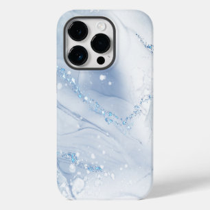 Coque Pour iPhone 14 Pro Marbre bleu poussiéreux en pierre moderne