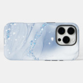 Coques Case-Mate iPhone Marbre Bleu Poussiéreux en Pierre Moderne (Verso (horizontal))