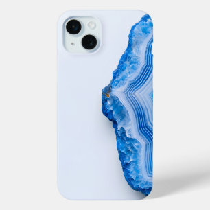 Coque iPhone 15 Mini Marbre bleu poussiéreux en pierre moderne