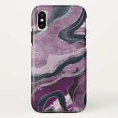 Coques Case-Mate iPhone Marbre bleu rose marine Agate Parties scintillant  (Dos)