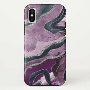 Case-Mate iPhone Case Marbre bleu rose marine Agate Parties scintillant 