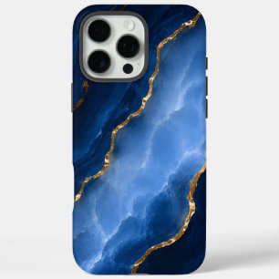 Coques iPhone 16 Pro Max Marbre bleu saphir de luxe