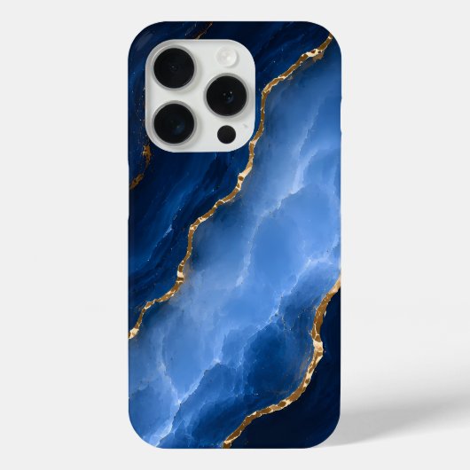 Coques Case-Mate iPhone Marbre bleu saphir de luxe (Verso)