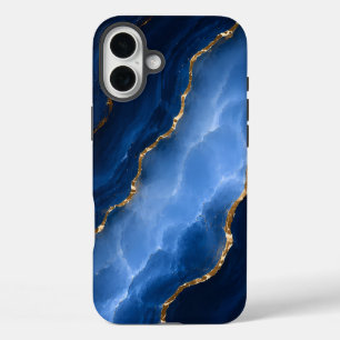 Coques iPhone 16 Plus Marbre bleu saphir de luxe