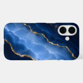 Coques Case-Mate iPhone Marbre bleu saphir de luxe (Verso (horizontal))