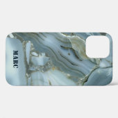 Coques Case-Mate iPhone Marbre bleu veiné (Verso (horizontal))