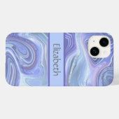 Coques Case-Mate iPhone Marbre bleu violet argenté pailleté Agate (Verso (horizontal))
