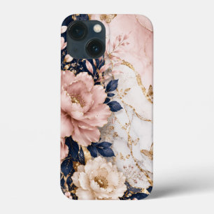 Case-Mate iPhone Case Marbre Botanique Navy Blue & Rose Premium
