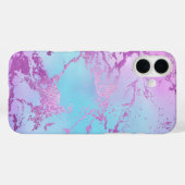 Coques Case-Mate iPhone Marbre brillant | Fille Glam rose bleu violet Ombr (Verso (horizontal))
