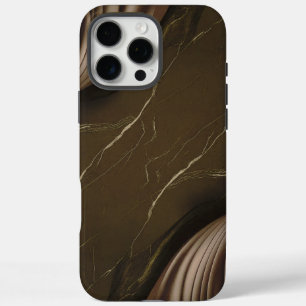 Coques iPhone 16 Pro Max Marbre Brown élégant avec design abstrait
