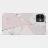 Coques Case-Mate iPhone Marbre Chic Géométrique Rose Or Monogrammé (Dos (Horizontal))