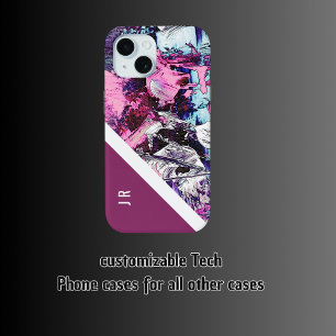 Coque Pour iPhone 15 marbre cool abstrait violet + baies tonique chic