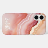 Coques Case-Mate iPhone Marbre d'agate d'or rose (Verso (horizontal))