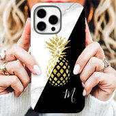 Coques Case-Mate iPhone Marbre d'ananas en or Monogramme noir