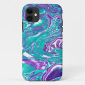 Coques Case-Mate iPhone Marbre d'art fluvial Turquoise et violet (Dos)