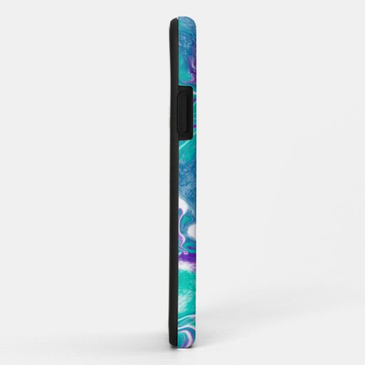 Coques Case-Mate iPhone Marbre d'art fluvial Turquoise et violet (Dos/Droite)