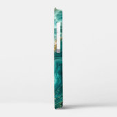 Coques Case-Mate iPhone Marbre de luxe en agate turquoise avec veines d'or (Verso / Gauche)