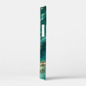 Coques Case-Mate iPhone Marbre de luxe en agate turquoise avec veines d'or (Verso / Droite)