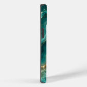 Coques Case-Mate iPhone Marbre de luxe en agate turquoise avec veines d'or (Verso / Droite)