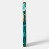 Coques Case-Mate iPhone Marbre de luxe en agate turquoise avec veines d'or (Verso / Gauche)
