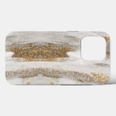 Coques Case-Mate iPhone Marbre de luxe Gold Strokes blanc et gris (Verso (horizontal))