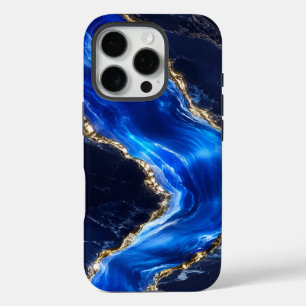 Coques iPhone 16 Pro Marbre de Rivière Saphir Luxe