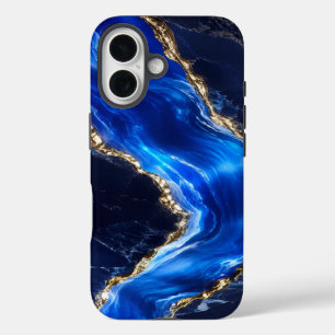Coques iPhone 16 Marbre de Rivière Saphir Luxe