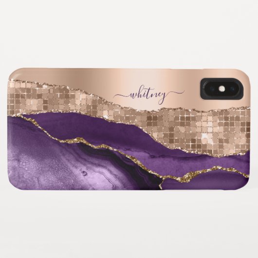 Coques Case-Mate iPhone Marbre d'encre liquide Rose violet Élégant (Dos (Horizontal))