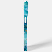 Coques Case-Mate iPhone Marbre d'Océan Turquoise de Luxe avec Vagues de Fe (Verso / Droite)