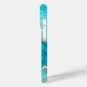 Coques Case-Mate iPhone Marbre d'Océan Turquoise de Luxe avec Vagues de Fe (Verso / Gauche)