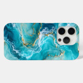 Coques Case-Mate iPhone Marbre d'Océan Turquoise de Luxe avec Vagues de Fe (Verso (horizontal))