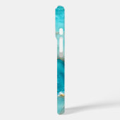 Coques Case-Mate iPhone Marbre d'Océan Turquoise de Luxe avec Vagues de Fe (Verso / Gauche)