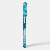 Coques Case-Mate iPhone Marbre d'Océan Turquoise de Luxe avec Vagues de Fe (Verso / Droite)