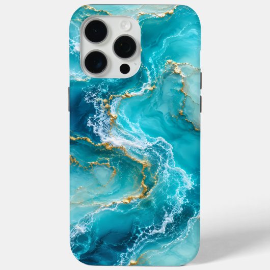 Coques Case-Mate iPhone Marbre d'Océan Turquoise de Luxe avec Vagues de Fe (Verso)