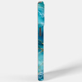 Coques Case-Mate iPhone Marbre d'Océan Turquoise de Luxe avec Vagues de Fe (Verso / Droite)