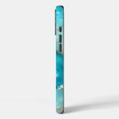 Coques Case-Mate iPhone Marbre d'Océan Turquoise de Luxe avec Vagues de Fe (Verso / Gauche)