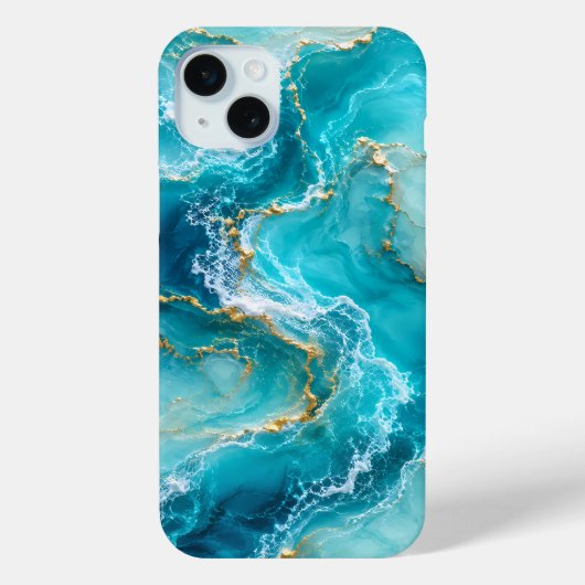 Coques Case-Mate iPhone Marbre d'Océan Turquoise de Luxe avec Vagues de Fe (Verso)