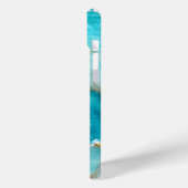 Coques Case-Mate iPhone Marbre d'Océan Turquoise de Luxe avec Vagues de Fe (Verso / Gauche)